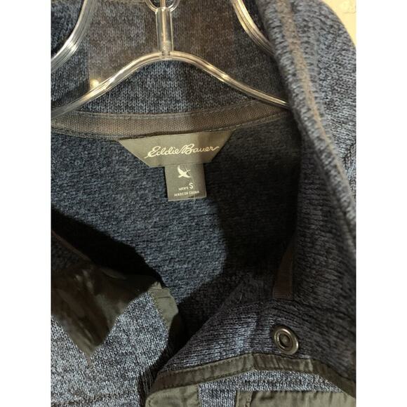 Eddie Bauer Blue Men’s Sweater Preppy Buttons Up S/M - Picture 5 of 8